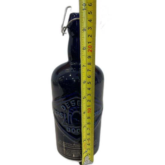 Desert Door Texas Sotol Cobalt Blue Embossed Ceramic FlipTop Liquor Btl. *Empty* - Picture 6 of 6